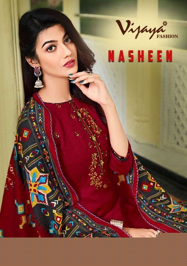 NASHEEN BY VIJAYA FASHION 1001 TO 1010 SERIES BEAUTIFUL STYLISH SUITS FANCY COLORFUL CASUAL WEAR & ETHNIC WEAR & READY TO WEAR PASHMINA DOBBY EMBROIDERED DRESSES AT WHOLESALE PRICE