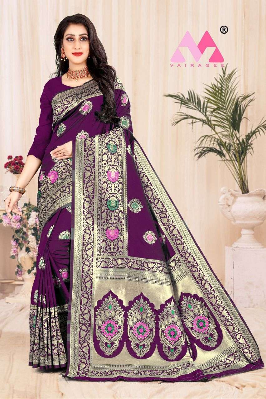 NYSA VOL-3 BY VAIRAGEE 301 TO 303 SERIES INDIAN TRADITIONAL WEAR COLLECTION BEAUTIFUL STYLISH FANCY COLORFUL PARTY WEAR & OCCASIONAL WEAR PURE BANARASI SILK SAREES AT WHOLESALE PRICE