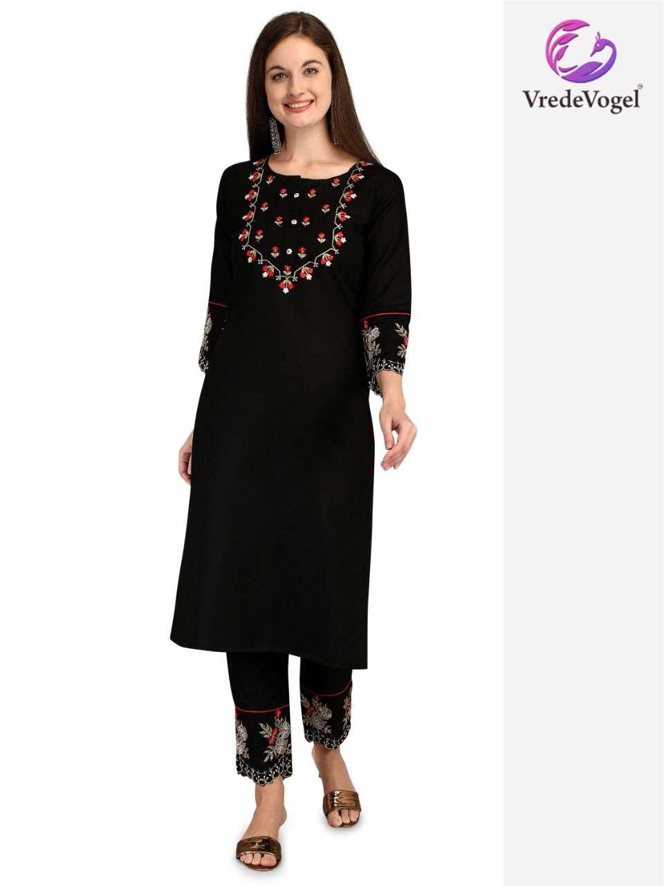 RASAM VOL-2 BY VREDE VOGEL 201 TO 204 SERIES DESIGNER STYLISH FANCY COLORFUL BEAUTIFUL PARTY WEAR & ETHNIC WEAR COLLECTION COTTON EMBROIDERY KURTIS WITH BOTTOM AT WHOLESALE PRICE