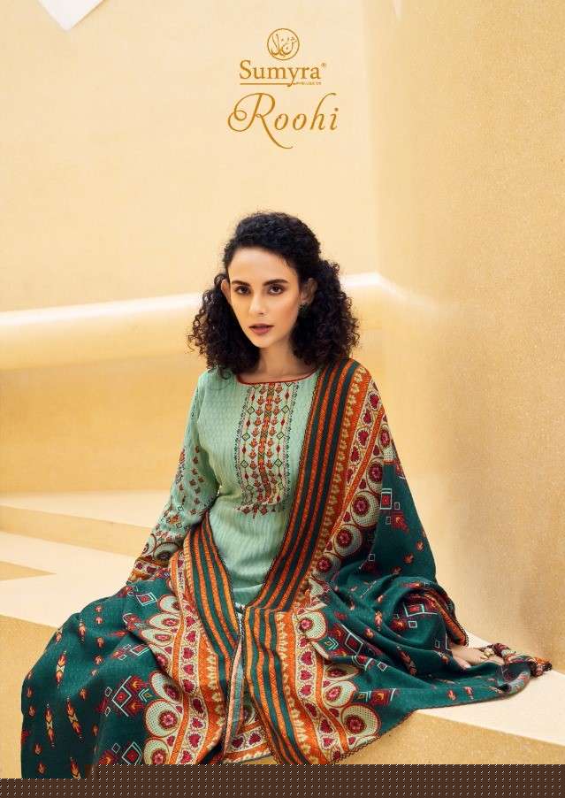 Roohi By Sumyra 1001 To 1008 Series Beautiful Suits Colorful Stylish Fancy Casual Wear & Ethnic Wear Pure Pashmina Print Dresses At Wholesale Price