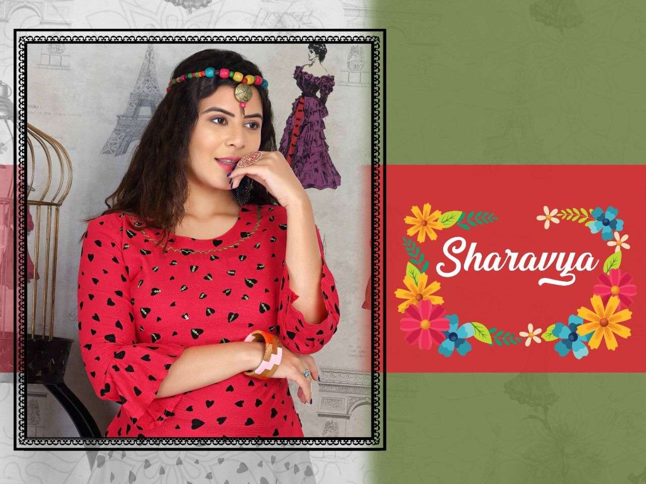 SHARAVYA BY TRENDY 101 TO 106 SERIES DESIGNER STYLISH FANCY COLORFUL BEAUTIFUL PARTY WEAR & ETHNIC WEAR COLLECTION RAYON PRINT WITH WORK KURTIS AT WHOLESALE PRICE