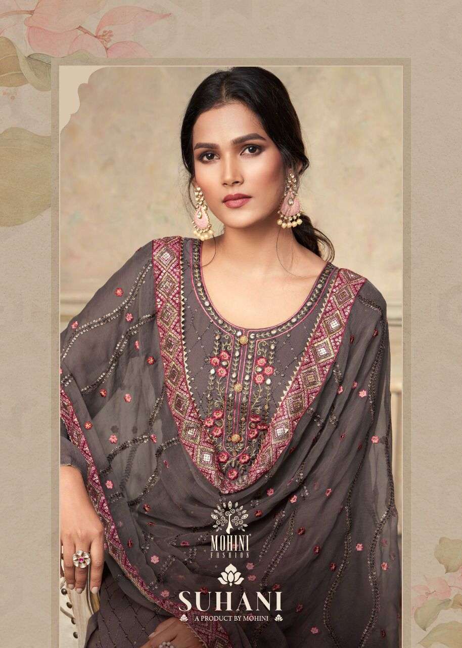 SUHANI VOL-2 BY MOHINI FASHION 901-A TO 801-D SERIES BEAUTIFUL SUITS COLORFUL STYLISH FANCY CASUAL WEAR & ETHNIC WEAR PURE VISCOSE GEORGETTE EMBROIDERED DRESSES AT WHOLESALE PRICE