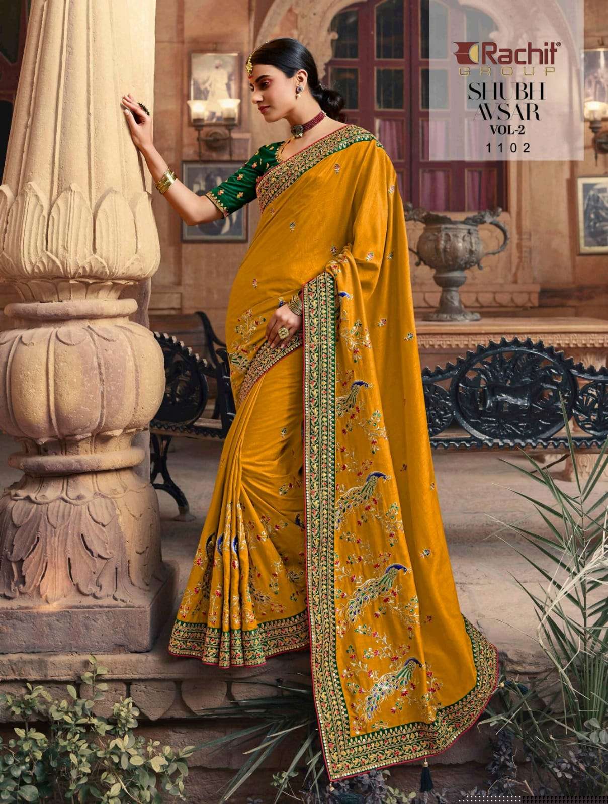 SHUBH AVSAR VOL-2 BY RACHIT 1101 TO 1114 SERIES COLORFUL BEAUTIFUL FANCY PARTY WEAR & TRADITIONAL WEAR FANCY SAREES AT WHOLESALE PRICE