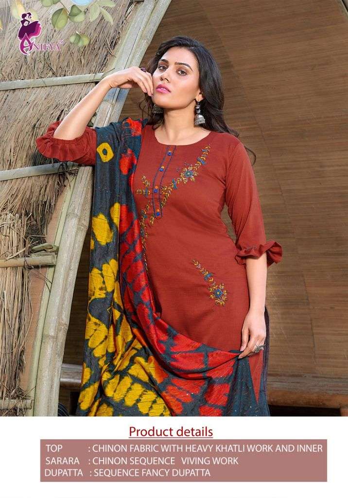 SABORNI BY ANIEYA 1001 TO 1004 SERIES BEAUTIFUL SUITS COLORFUL STYLISH FANCY CASUAL WEAR & ETHNIC WEAR CHINNON WITH WORK DRESSES AT WHOLESALE PRICE