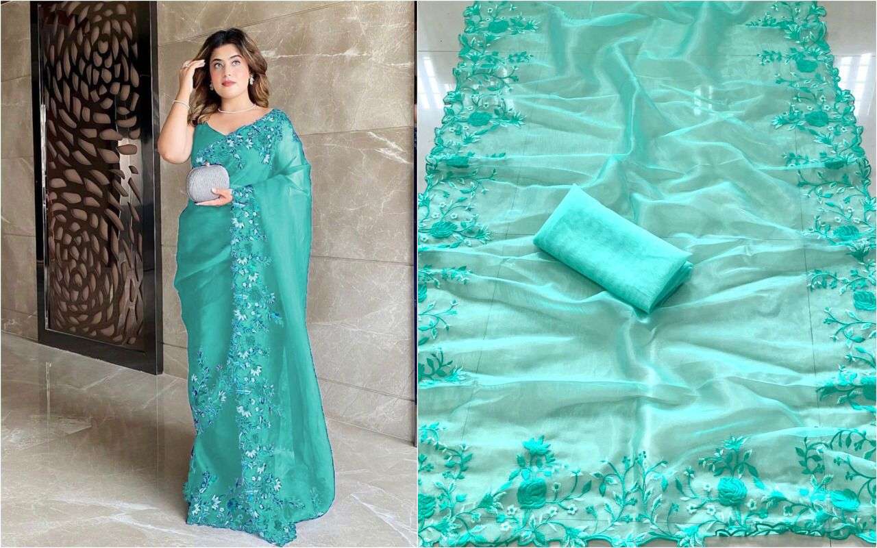 SLYVIE VOL-3 BY INDO VASTRA 301 TO 305 SERIES INDIAN TRADITIONAL WEAR COLLECTION BEAUTIFUL STYLISH FANCY COLORFUL PARTY WEAR & OCCASIONAL WEAR ORGANZA SAREES AT WHOLESALE PRICE