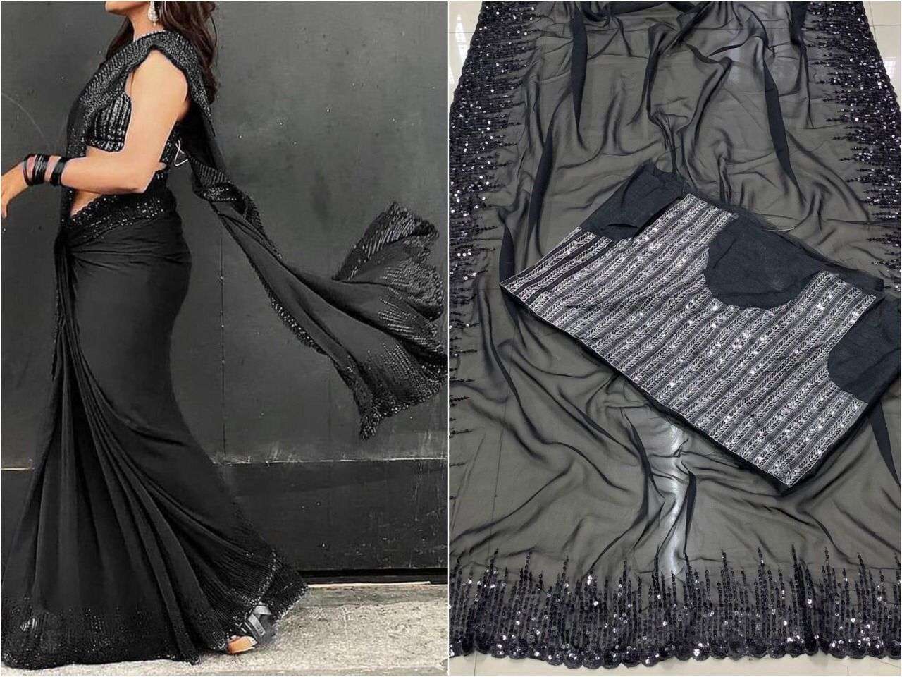 SONIYA BY INDO VASTRA INDIAN TRADITIONAL WEAR COLLECTION BEAUTIFUL STYLISH FANCY COLORFUL PARTY WEAR & OCCASIONAL WEAR GEORGETTE SAREES AT WHOLESALE PRICE