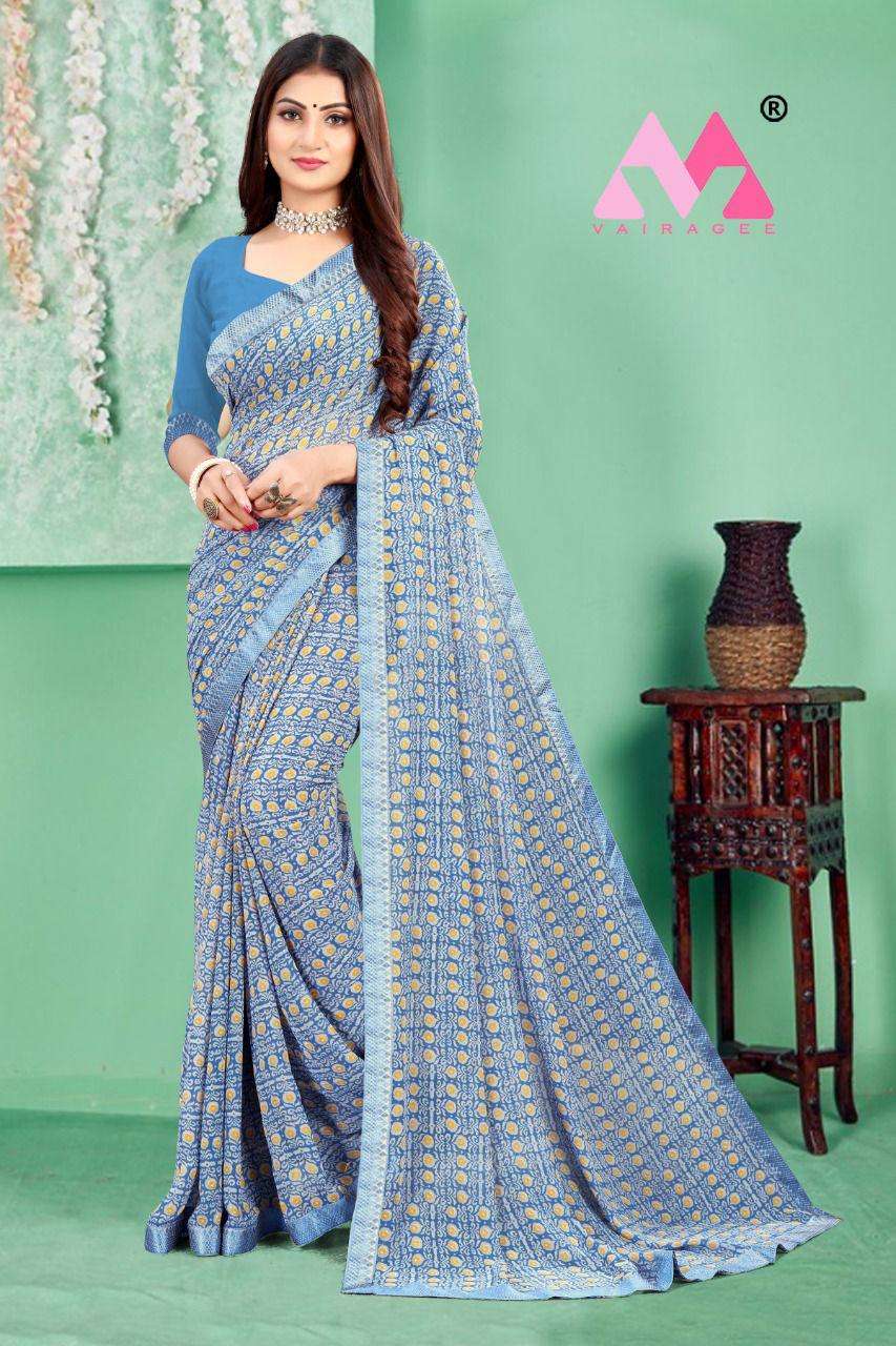 SARASWATI VOL-8 BY VAIRAGEE 801 TO 809 SERIES INDIAN TRADITIONAL WEAR COLLECTION BEAUTIFUL STYLISH FANCY COLORFUL PARTY WEAR & OCCASIONAL WEAR ROYAL GEORGETTE SAREES AT WHOLESALE PRICE