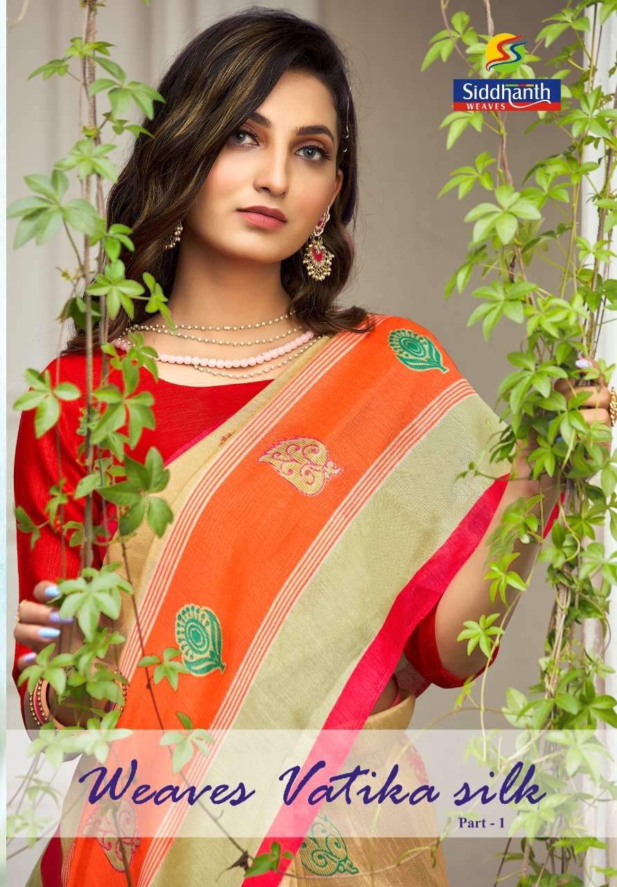 WEAVES VATIKA SILK BY SIDDHANT WEAVES 78001 TO 78008 SERIES INDIAN TRADITIONAL WEAR COLLECTION BEAUTIFUL STYLISH FANCY COLORFUL PARTY WEAR & OCCASIONAL WEAR COTTON SILK SAREES AT WHOLESALE PRICE
