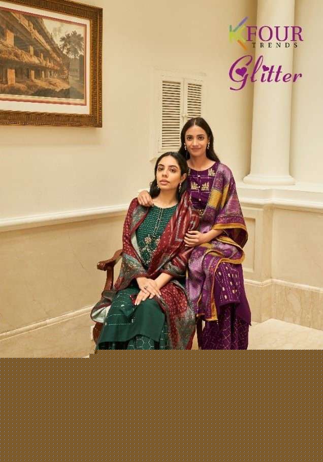 GLITTER BY KFOUR TRENDS 3191 TO 3196 SERIES BEAUTIFUL SUITS COLORFUL STYLISH FANCY CASUAL WEAR & ETHNIC WEAR CHINNON SILK DRESSES AT WHOLESALE PRICE