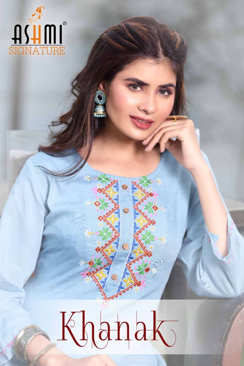 KHANAK BY ASHMI 101 TO 110 SERIES DESIGNER STYLISH FANCY COLORFUL BEAUTIFUL PARTY WEAR & ETHNIC WEAR COLLECTION RAYON EMBROIDERY KURTIS AT WHOLESALE PRICE