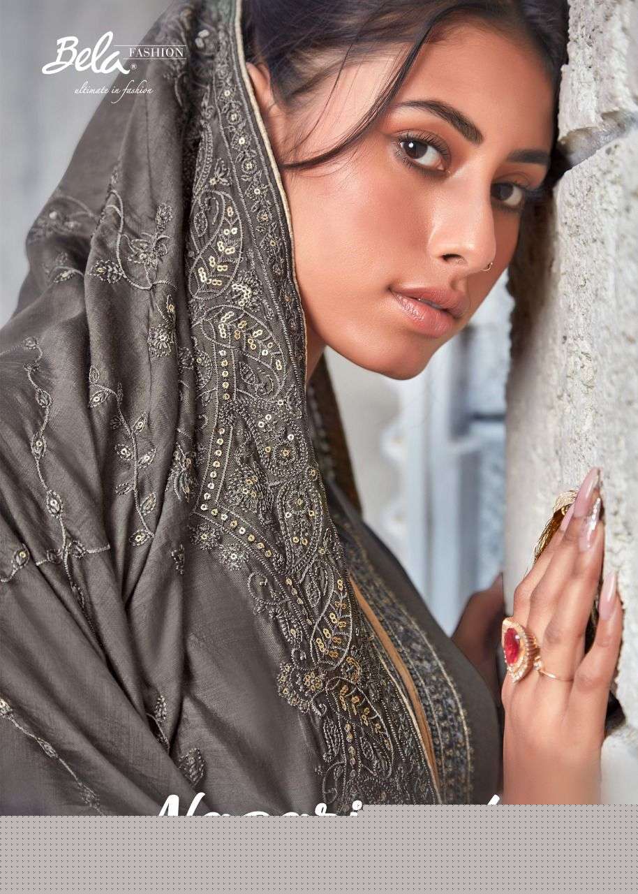 NAZARIYA VOL-4 BY BELA FASHION 1854 TO 1859 SERIES BEAUTIFUL STYLISH SHARARA SUITS FANCY COLORFUL CASUAL WEAR & ETHNIC WEAR & READY TO WEAR MUSLIN DRESSES AT WHOLESALE PRICE