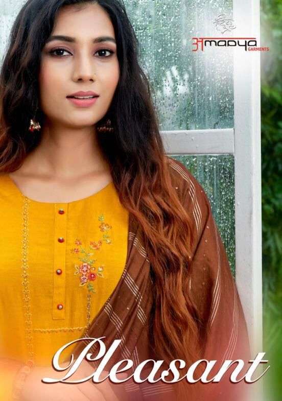PLEASANT BY AMAAYA GARMENTS 1001 TO 1008 SERIES BEAUTIFUL SUITS COLORFUL STYLISH FANCY CASUAL WEAR & ETHNIC WEAR CHINNON SILK DRESSES AT WHOLESALE PRICE