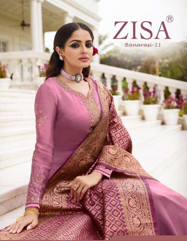 ZISA BANARASI VOL-11 BY MEERA TRENDZ 12621 TO 12621 SERIES BEAUTIFUL SUITS COLORFUL STYLISH FANCY CASUAL WEAR & ETHNIC WEAR FANCY DRESSES AT WHOLESALE PRICE