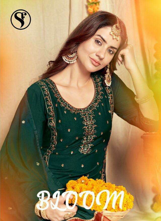 BLOOM BY SWEETY FASHION 1001 TO 1006 SERIES BEAUTIFUL SHARARA SUITS COLORFUL STYLISH FANCY CASUAL WEAR & ETHNIC WEAR FANCY SILK DRESSES AT WHOLESALE PRICE