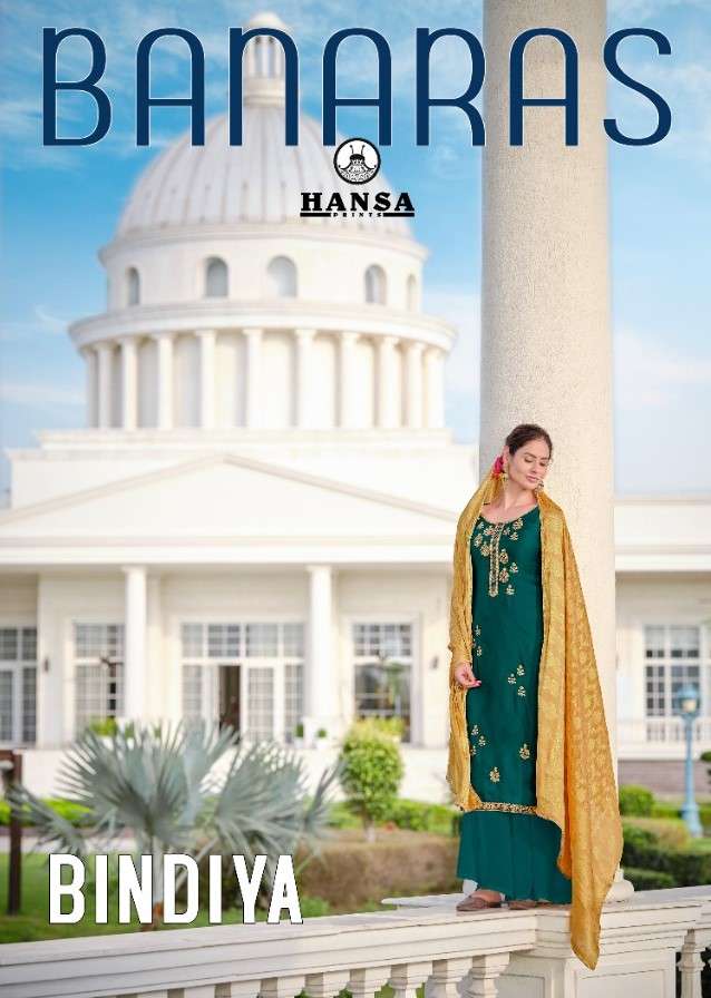 BINDIYA BY HANSA PRINTS 2301 TO 2305 SERIES BEAUTIFUL SUITS COLORFUL STYLISH FANCY CASUAL WEAR & ETHNIC WEAR SATIN GEORGETTE WITH WORK DRESSES AT WHOLESALE PRICE