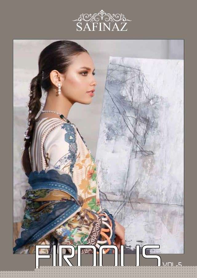 FIRDOUS VOL-5 BY SAFINAZ 1013 TO 1016 SERIES BEAUTIFUL PAKISTANI SUITS STYLISH FANCY COLORFUL PARTY WEAR & OCCASIONAL WEAR PURE CAMBRIC COTTON PRINT WITH EMBROIDERY DRESSES AT WHOLESALE PRICE