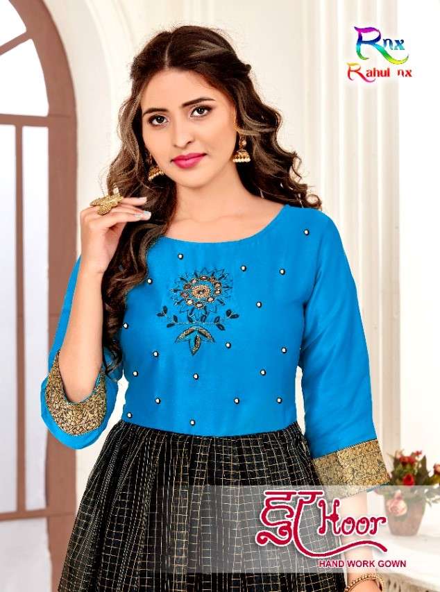 HOOR BY RAHUL NX 1001 TO 1008 SERIES BEAUTIFUL STYLISH FANCY COLORFUL CASUAL WEAR & ETHNIC WEAR PURE ORGANZA GOWNS AT WHOLESALE PRICE
