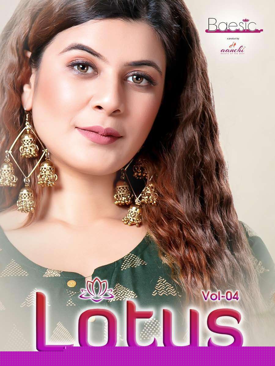 LOTUS VOL-4 BY BAESIC 401 TO 406 SERIES DESIGNER STYLISH FANCY COLORFUL BEAUTIFUL PARTY WEAR & ETHNIC WEAR COLLECTION RAYON KURTIS AT WHOLESALE PRICE