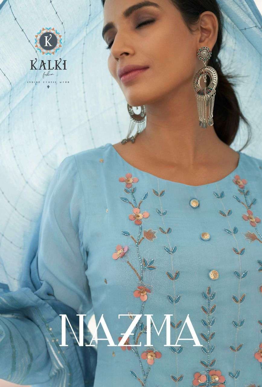 Nazma By Kalki 49001 To 49006 Series Beautiful Sharara Suits Colorful Stylish Fancy Casual Wear & Ethnic Wear Pure Viscose Silk With Work Dresses At Wholesale Price
