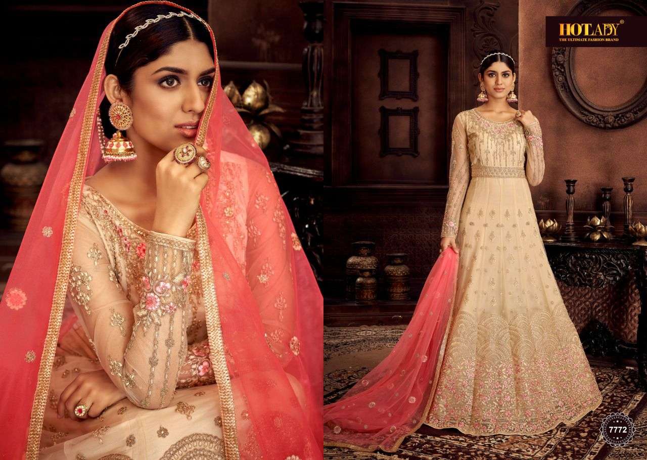 Nasheen By Hot Lady 7771 To 7776 Series Beautiful Anarkali Suits Colorful Stylish Fancy Casual Wear & Ethnic Wear Butterfly Net Dresses At Wholesale Price