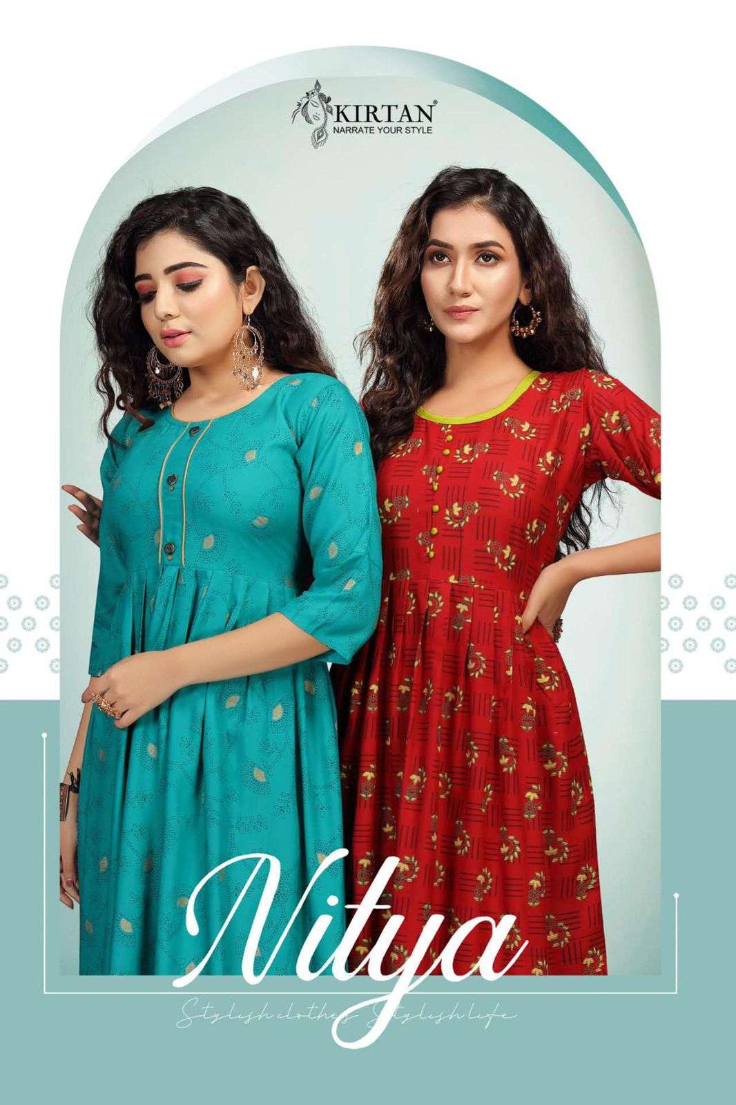 NITYA BY KIRTAN 101 TO 108 SERIES DESIGNER STYLISH FANCY COLORFUL BEAUTIFUL PARTY WEAR & ETHNIC WEAR COLLECTION RAYON PRINT KURTIS AT WHOLESALE PRICE