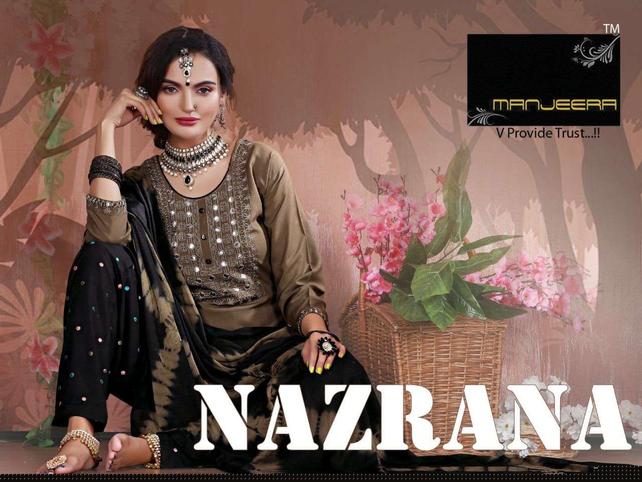 NAZRANA BY MANEERA 001 TO 008 SERIES BEAUTIFUL SUITS COLORFUL STYLISH FANCY CASUAL WEAR & ETHNIC WEAR RAYON WITH WORK DRESSES AT WHOLESALE PRICE