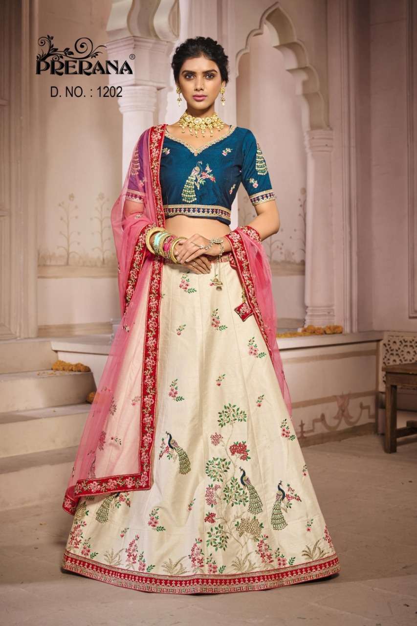 PRERANA 1201 SERIES BY PRERANA 1201 TO 1218 SERIES DESIGNER BEAUTIFUL NAVRATRI COLLECTION OCCASIONAL WEAR & PARTY WEAR FANCY LEHENGAS AT WHOLESALE PRICE