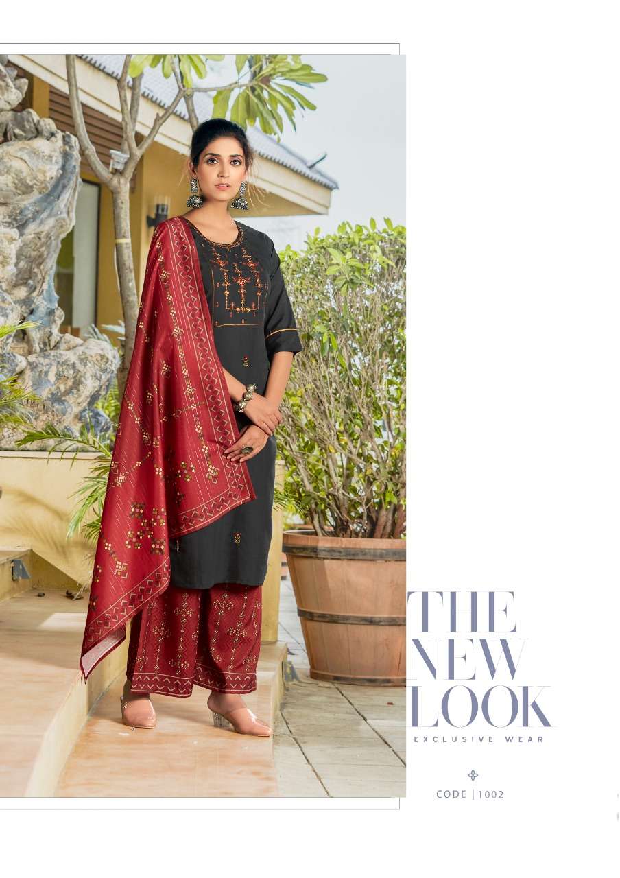 PAARU BY RAZZO EXPORTS 1001 TO 1006 SERIES BEAUTIFUL SUITS COLORFUL STYLISH FANCY CASUAL WEAR & ETHNIC WEAR VISCOSE EMBROIDERED DRESSES AT WHOLESALE PRICE