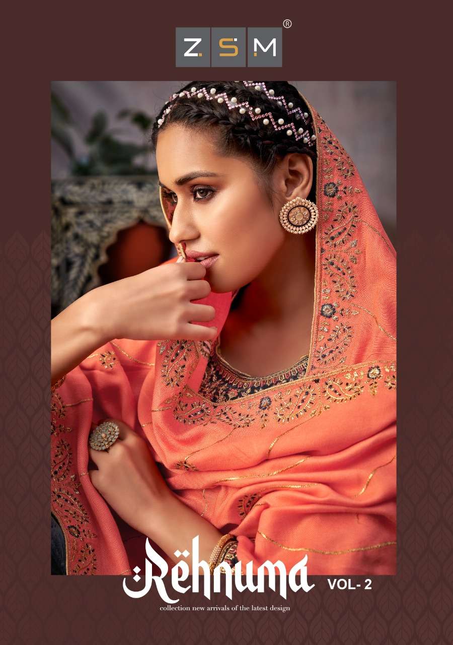 REHNUMA VOL-2 BY ZSM 2001 TO 2006 SERIES BEAUTIFUL STYLISH SUITS FANCY COLORFUL CASUAL WEAR & ETHNIC WEAR & READY TO WEAR PURE VELVET DRESSES AT WHOLESALE PRICE