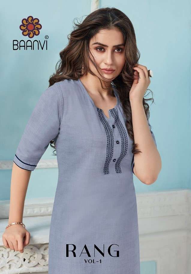 RANG BY BAANVI 1001 TO 1008 SERIES DESIGNER STYLISH FANCY COLORFUL BEAUTIFUL PARTY WEAR & ETHNIC WEAR COLLECTION COTTON EMBROIDERED KURTIS AT WHOLESALE PRICE