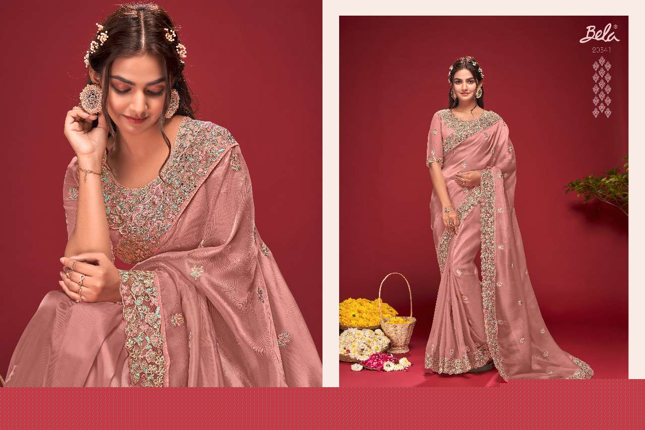 ROSELYN BY BELA FASHION 20340 TO 20348 SERIES INDIAN TRADITIONAL WEAR COLLECTION BEAUTIFUL STYLISH FANCY COLORFUL PARTY WEAR & OCCASIONAL WEAR FANCY SAREES AT WHOLESALE PRICE