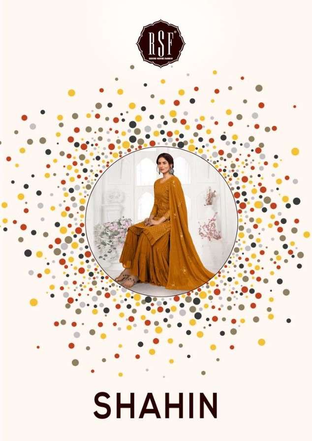 SHAHIN 21201 SERIES BY RIDDHI SIDDHI FASHOIN 21201 TO 21204 SERIES BEAUTIFUL STYLISH SHARARA SUITS FANCY COLORFUL CASUAL WEAR & ETHNIC WEAR & READY TO WEAR FAUX GEORGETTE DRESSES AT WHOLESALE PRICE