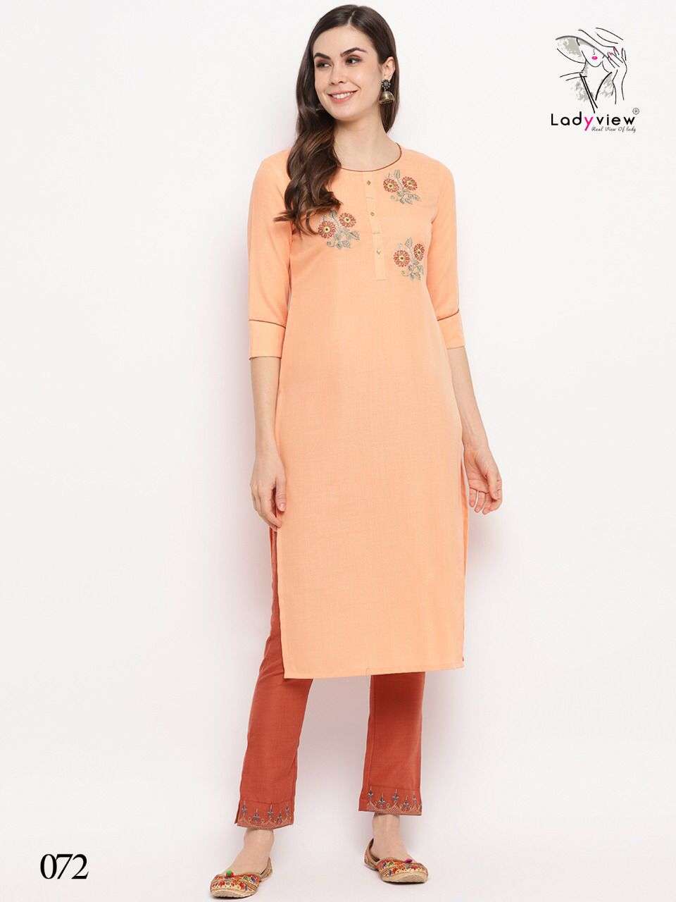 SLUBBY BY LADY VIEW 071 TO 074 SERIES DESIGNER STYLISH FANCY COLORFUL BEAUTIFUL PARTY WEAR & ETHNIC WEAR COLLECTION HEAVY MAGIC SLUB EMBROIDERY KURTIS AT WHOLESALE PRICE