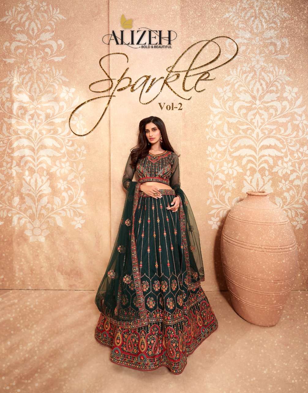 SPARKLE VOL-2 BY ALIZEH 1039 TO 1046 SERIES DESIGNER BEAUTIFUL NAVRATRI COLLECTION OCCASIONAL WEAR & PARTY WEAR NET/SILK LEHENGAS AT WHOLESALE PRICE