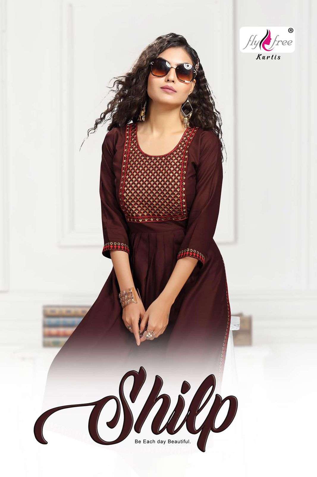 SHILP BY FLY FREE 1001 TO 1008 SERIES DESIGNER STYLISH FANCY COLORFUL BEAUTIFUL PARTY WEAR & ETHNIC WEAR COLLECTION RAYON EMBROIDERY KURTIS AT WHOLESALE PRICE