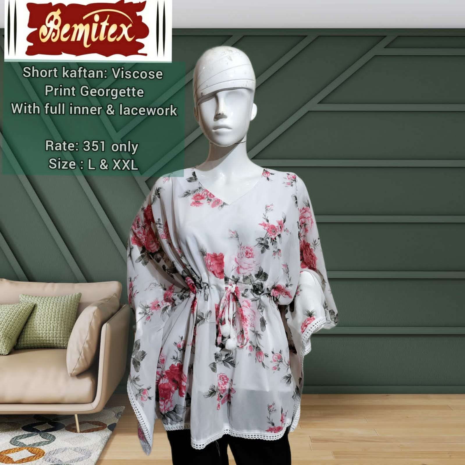 SHORT KAFTAAN VOL-3 BY BEMITEX 301 TO 304 SERIES BEAUTIFUL STYLISH FANCY COLORFUL CASUAL WEAR & ETHNIC WEAR VISCOSE GEORGETTE PRINT TOPS AT WHOLESALE PRICE