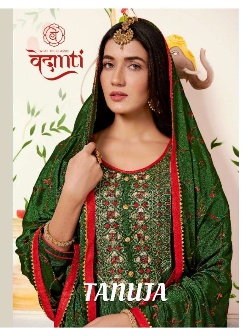 TANUJA BY VEDANTI 61 TO 64 SERIES BEAUTIFUL SUITS COLORFUL STYLISH FANCY CASUAL WEAR & ETHNIC WEAR HEAVY PARAMPARA SILK DRESSES AT WHOLESALE PRICE