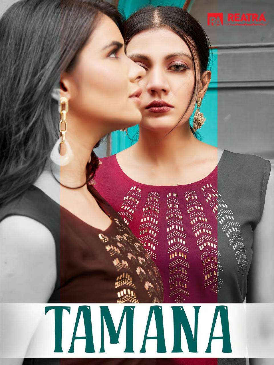 TAMANA BY REATRA 1001 TO 1006 SERIES DESIGNER STYLISH FANCY COLORFUL BEAUTIFUL PARTY WEAR & ETHNIC WEAR COLLECTION RAYON KURTIS AT WHOLESALE PRICE