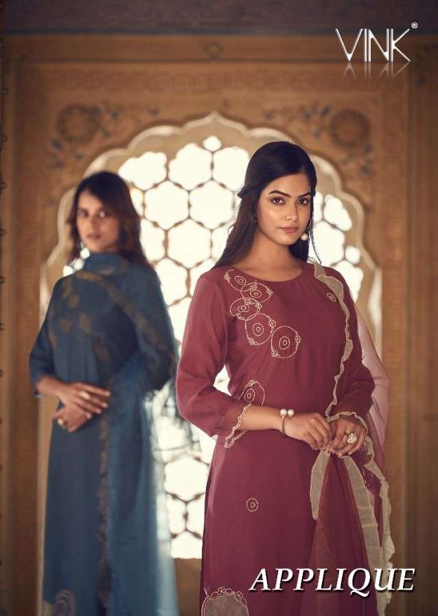 APPLIQUE BY VINK 1411 TO 1416 SERIES BEAUTIFUL SUITS COLORFUL STYLISH FANCY CASUAL WEAR & ETHNIC WEAR PURE VISCOSE DRESSES AT WHOLESALE PRICE