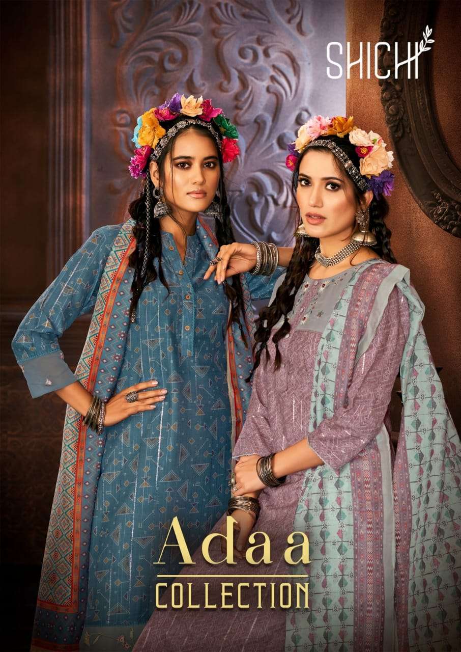ADAA BY SHICHI 37 TO 42 SERIES BEAUTIFUL SUITS COLORFUL STYLISH FANCY CASUAL WEAR & ETHNIC WEAR POLYSTER LUREX PRINT DRESSES AT WHOLESALE PRICE