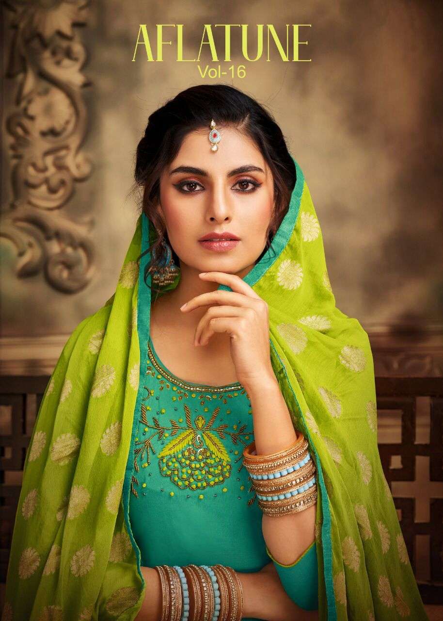 AFLATUNE VOL-16 BY KAPIL TRENDZ 17001 TO 17012 SERIES BEAUTIFUL SUITS COLORFUL STYLISH FANCY CASUAL WEAR & ETHNIC WEAR SOFT SILK WITH WORK DRESSES AT WHOLESALE PRICE