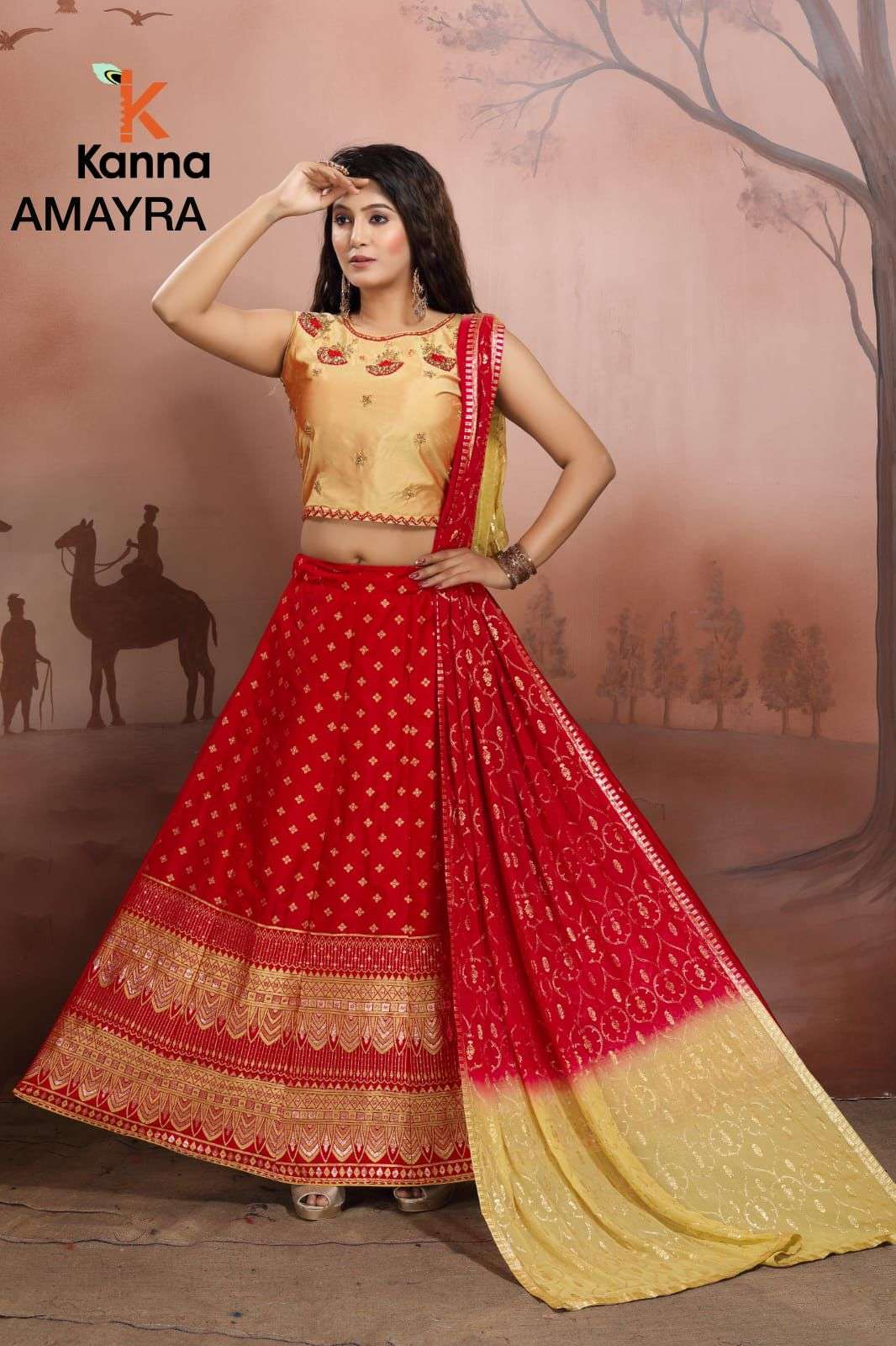 AMAYRA BY KANNA 01 TO 11 SERIES DESIGNER BEAUTIFUL NAVRATRI COLLECTION OCCASIONAL WEAR & PARTY WEAR JACQYARD LEHENGAS AT WHOLESALE PRICE