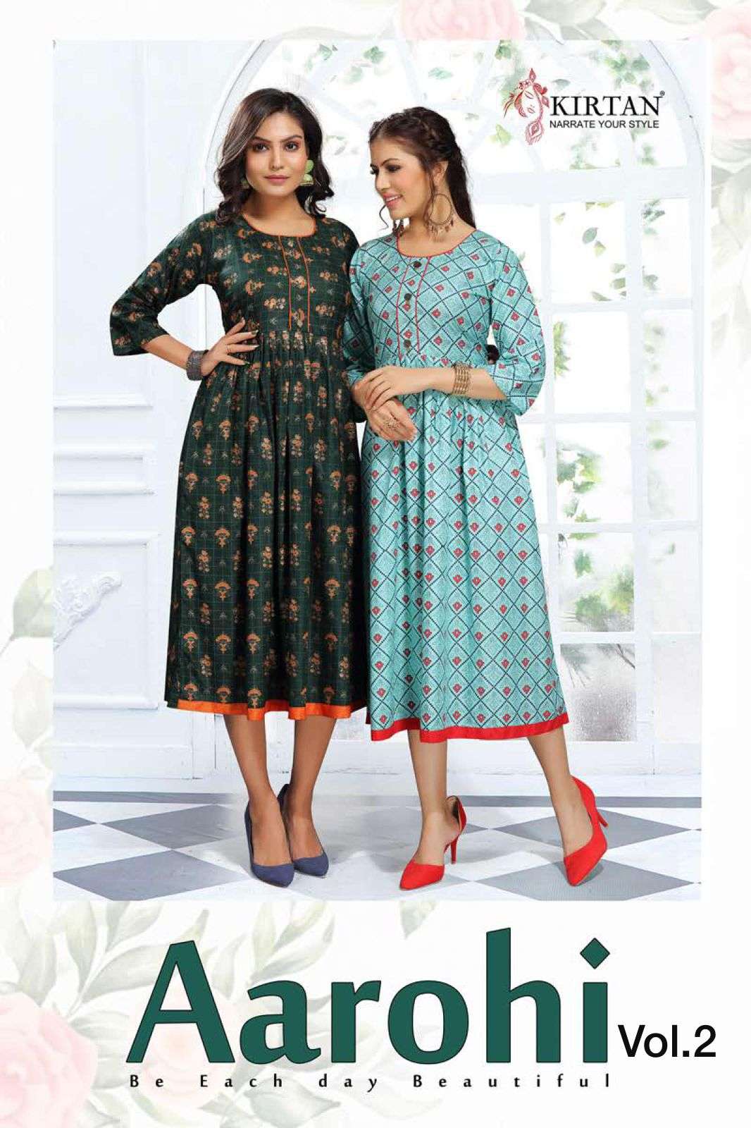 AAROHI VOL-2 BY KIRTAN 1001 TO 1006 SERIES DESIGNER STYLISH FANCY COLORFUL BEAUTIFUL PARTY WEAR & ETHNIC WEAR COLLECTION RAYON PRINT KURTIS AT WHOLESALE PRICE
