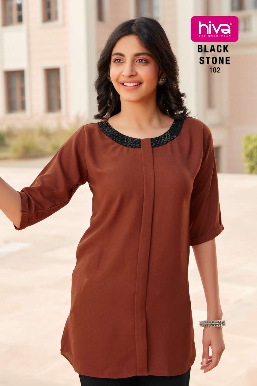 BLACK STONE BY HIVA 101 TO 105 SERIES BEAUTIFUL STYLISH FANCY COLORFUL CASUAL WEAR & ETHNIC WEAR FANCY TOPS AT WHOLESALE PRICE