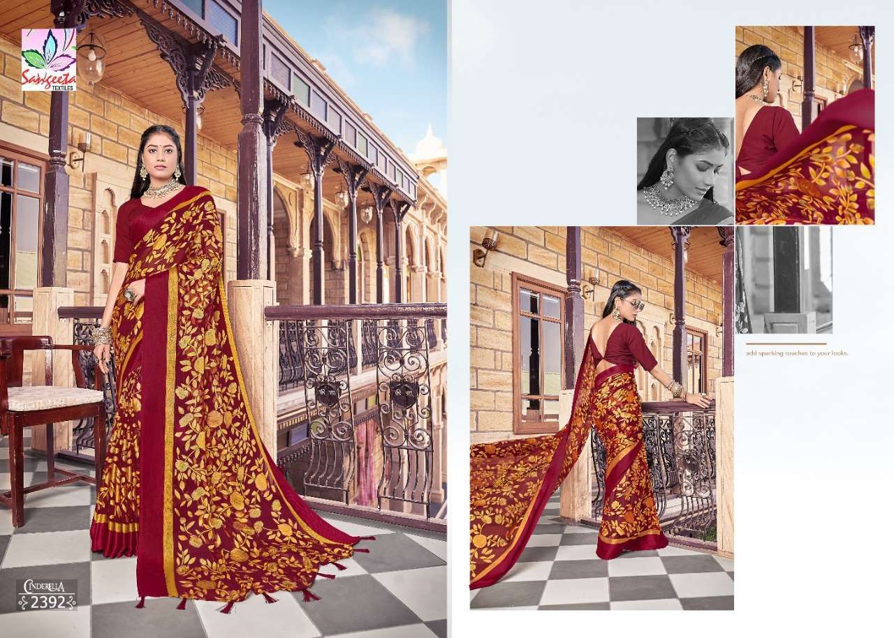 CINDERELLA BY SANGEETA TEXTILE 2391 TO 2399 SERIES INDIAN TRADITIONAL WEAR COLLECTION BEAUTIFUL STYLISH FANCY COLORFUL PARTY WEAR & OCCASIONAL WEAR BRASSO PRINT SAREES AT WHOLESALE PRICE