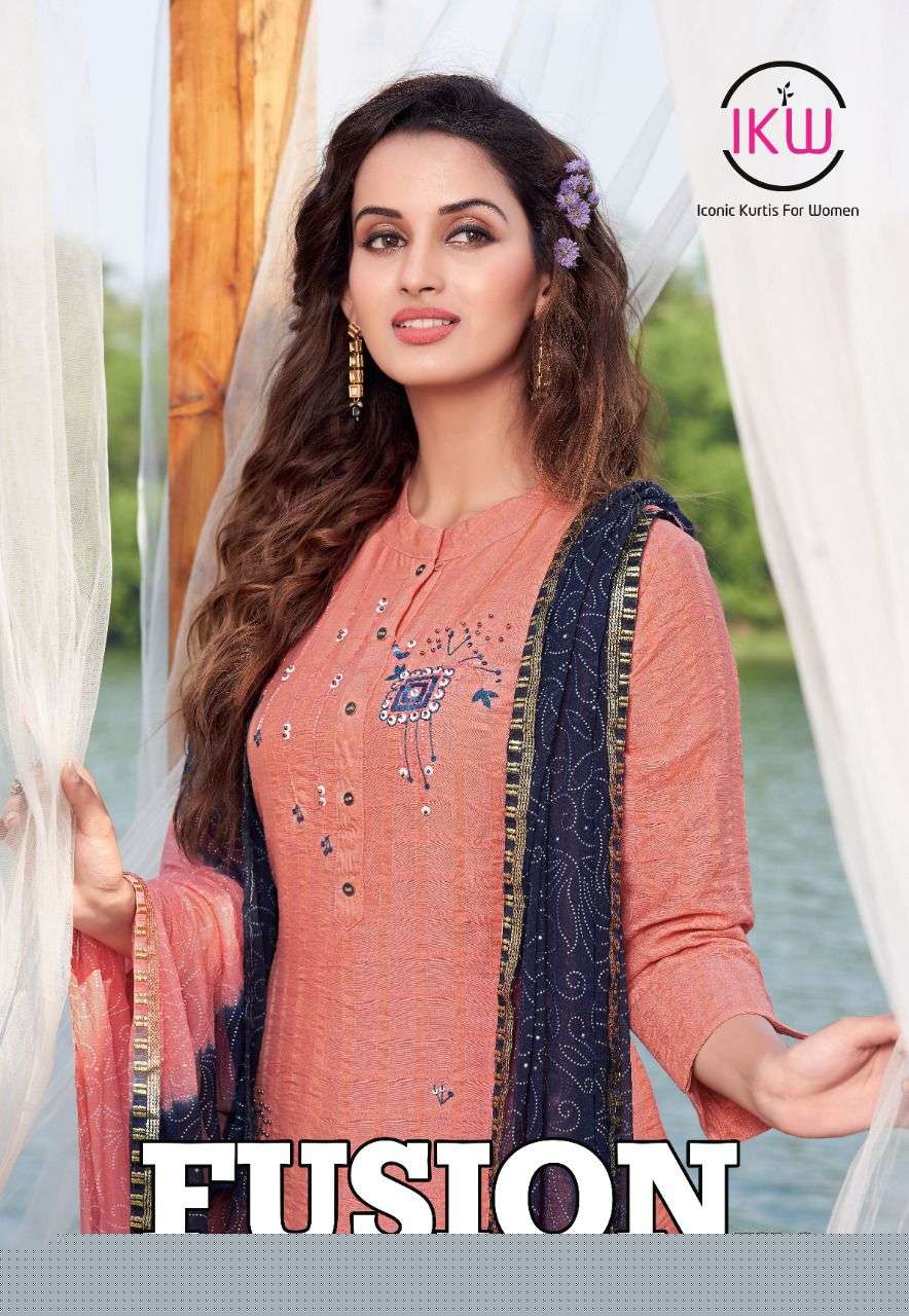 FUSION VOL-3 BY IKW 1001 TO 1006 SERIES BEAUTIFUL SUITS COLORFUL STYLISH FANCY CASUAL WEAR & ETHNIC WEAR VISCOSE NYLON DRESSES AT WHOLESALE PRICE