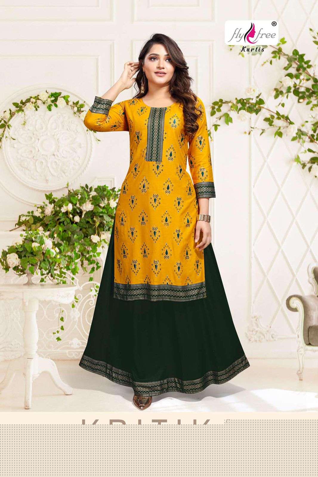KRITIKA BY FLY FREE 1001 TO 1006 SERIES DESIGNER STYLISH FANCY COLORFUL BEAUTIFUL PARTY WEAR & ETHNIC WEAR COLLECTION RAYON KURTIS WITH BOTTOM AT WHOLESALE PRICE