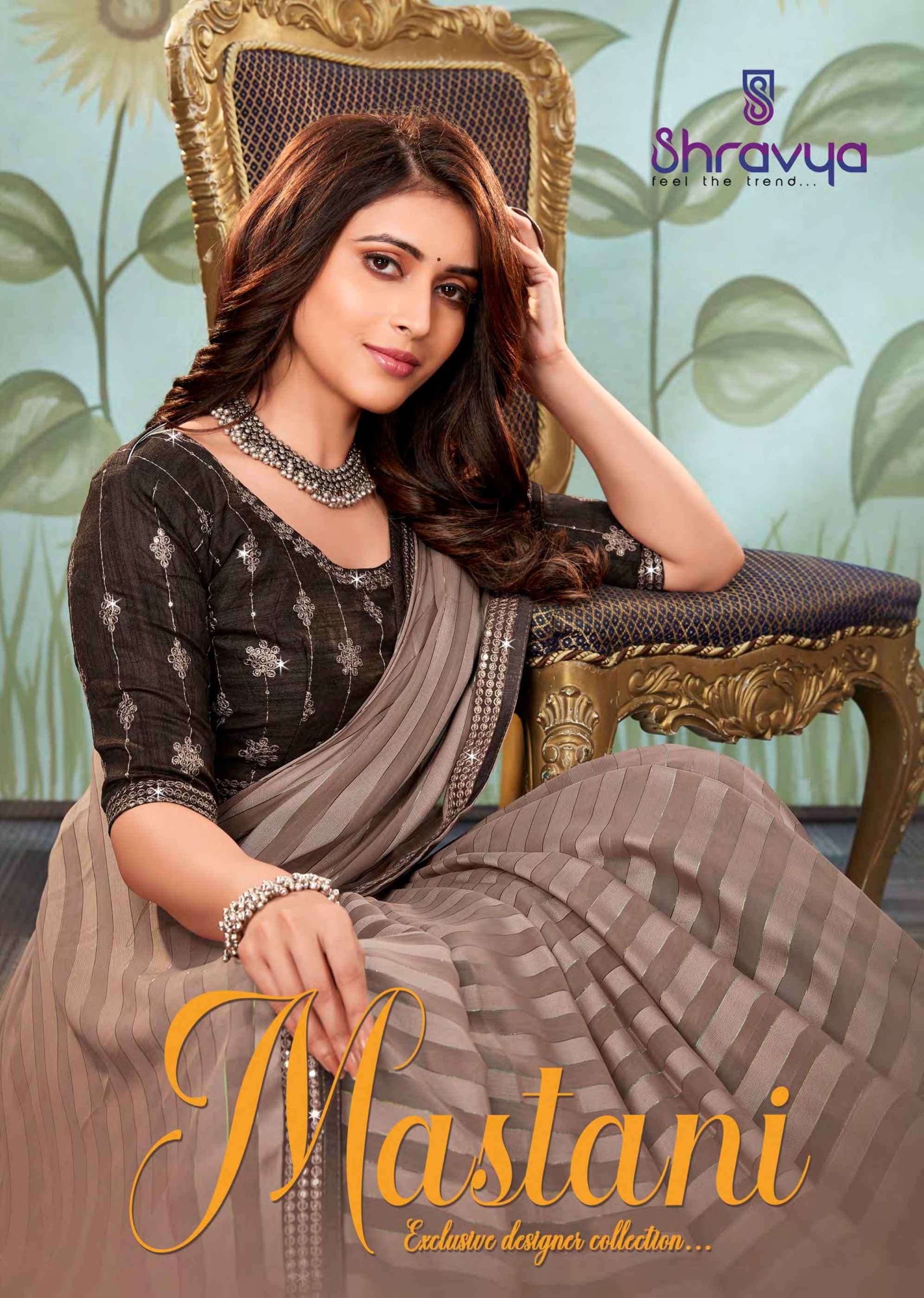 MASTANI BY SHRAVYA FASHION A TO H SERIES INDIAN TRADITIONAL WEAR COLLECTION BEAUTIFUL STYLISH FANCY COLORFUL PARTY WEAR & OCCASIONAL WEAR FANCY SAREES AT WHOLESALE PRICE