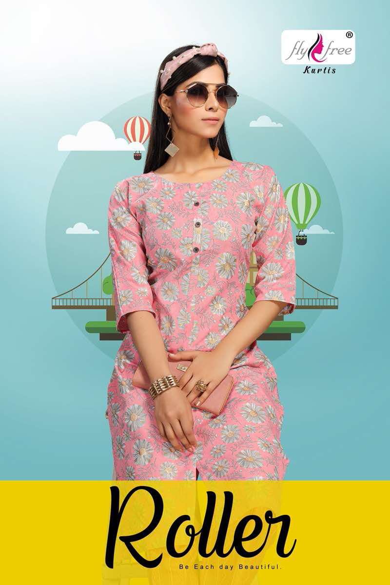 ROLLER BY FLY FREE 1001 TO 1008 SERIES DESIGNER STYLISH FANCY COLORFUL BEAUTIFUL PARTY WEAR & ETHNIC WEAR COLLECTION FANCY KURTIS AT WHOLESALE PRICE