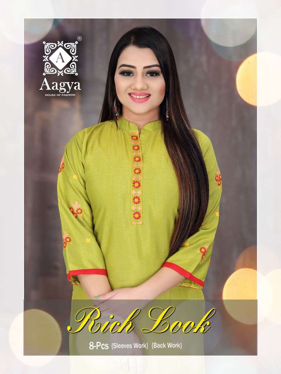 RICH LOOK BY AAGYA 001 TO 008 SERIES DESIGNER STYLISH FANCY COLORFUL BEAUTIFUL PARTY WEAR & ETHNIC WEAR COLLECTION RAYON EMBROIDERY KURTIS AT WHOLESALE PRICE